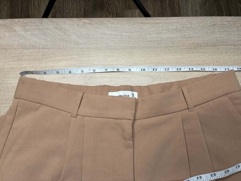 Abercrombie A&F Sloane Tailored Wide Leg Pant in Khaki Brown Size 33 - Picture 6 of 8